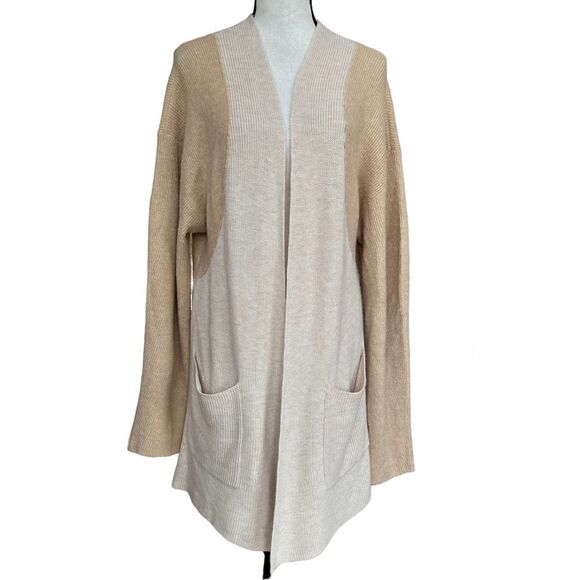 Something Navy two-tone open front cardigan Wool Blend Size L. - Picture 2 of 8